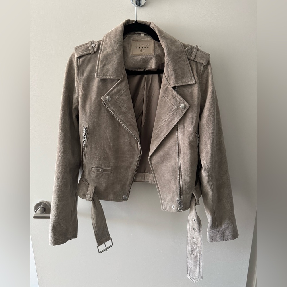 BlankNYC Taupe Beige REAL Suede Moto Biker Jacket